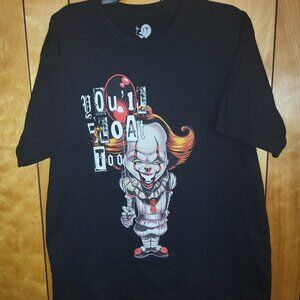 IT You'll Float Too Shirt LARGE Short Sleeve Graphic Tee PENNYWISE Black A1